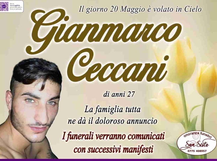 Alatri, morte Gianmarco Ceccani: aperta la camera ardente. Da pochi anni era diventato papà. Fu testimone chiave nell’omicidio-Morganti